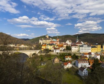 Loket castle and old town, Western Bohemia, Czech Republic